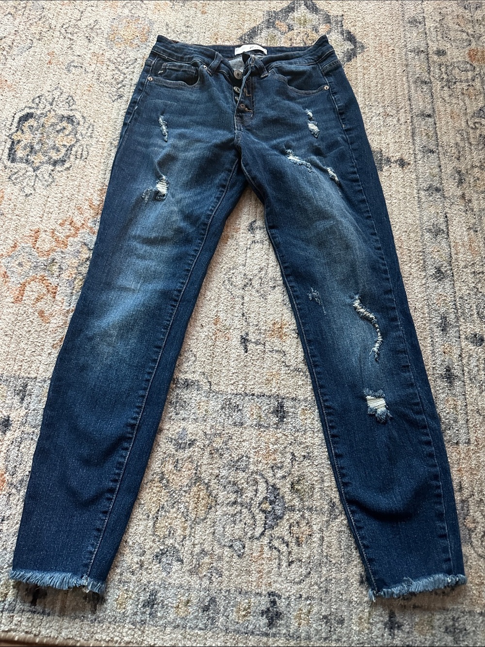 KanCan Dark Blue Distressed Women's Jeans